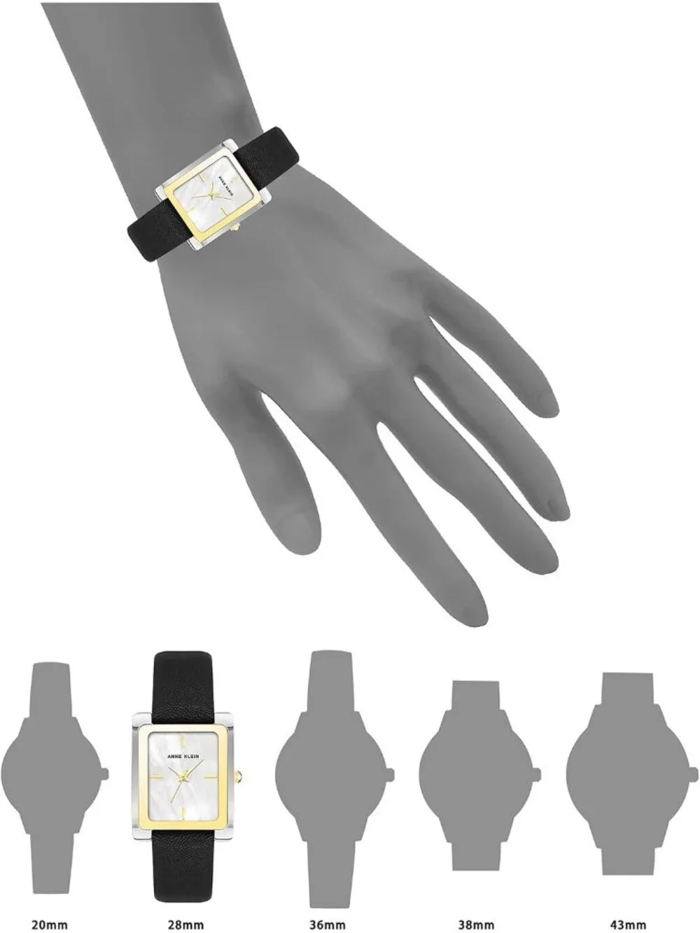 Anne Klein Women's White Black Leather Strap Analog Quartz Solid Luxury Watch